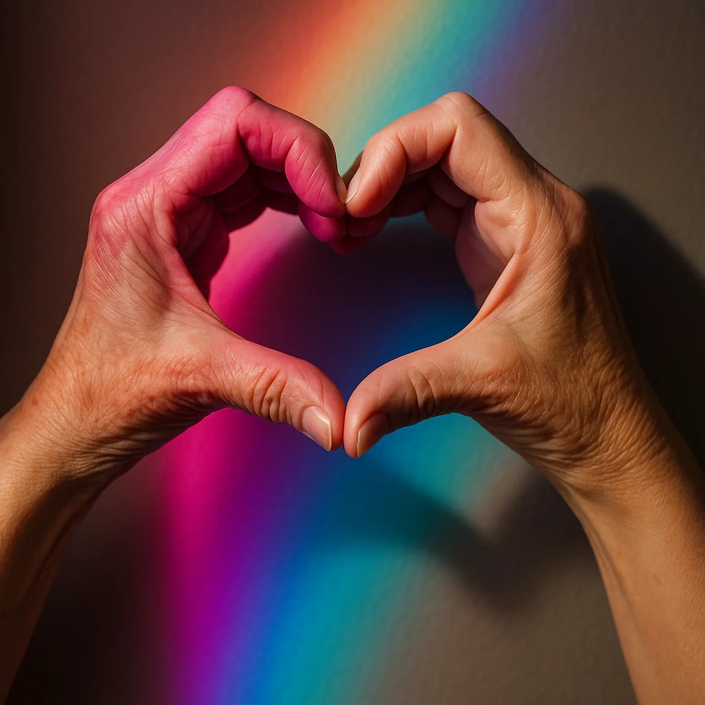 Gentle hands holding a light, symbolizing empathy and respect